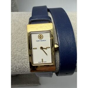 Tory Burch TRB2008 Double Wrap Ladies Watch New Battery 17MM Leather Band Swiss